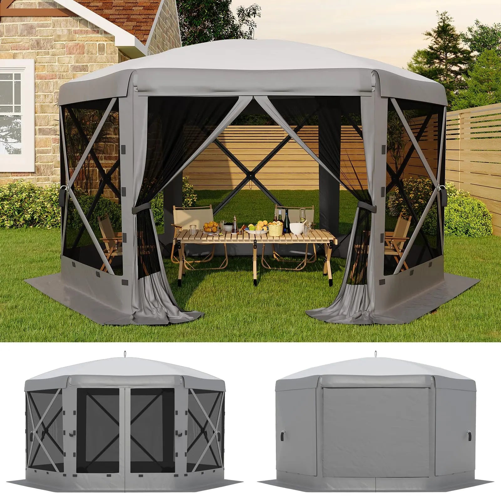 Transform Your Outdoor Gatherings with the Garvee 11.5x11.5 Ft Pop Up Screen Gazebo Tent - Instant Setup, Heavy Duty, and Bug-Free Comfort!