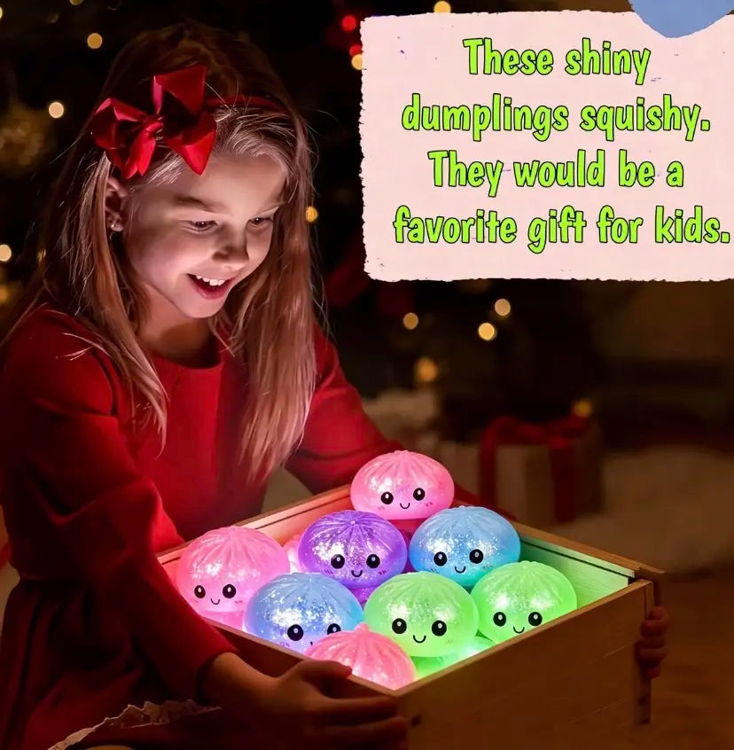 Luminous Dumpling Shaped Squishy Toy - Stress Relief Fidget with Realistic Food Texture in 6 Assorted Colors - Perfect Universal Gift for Everyone!