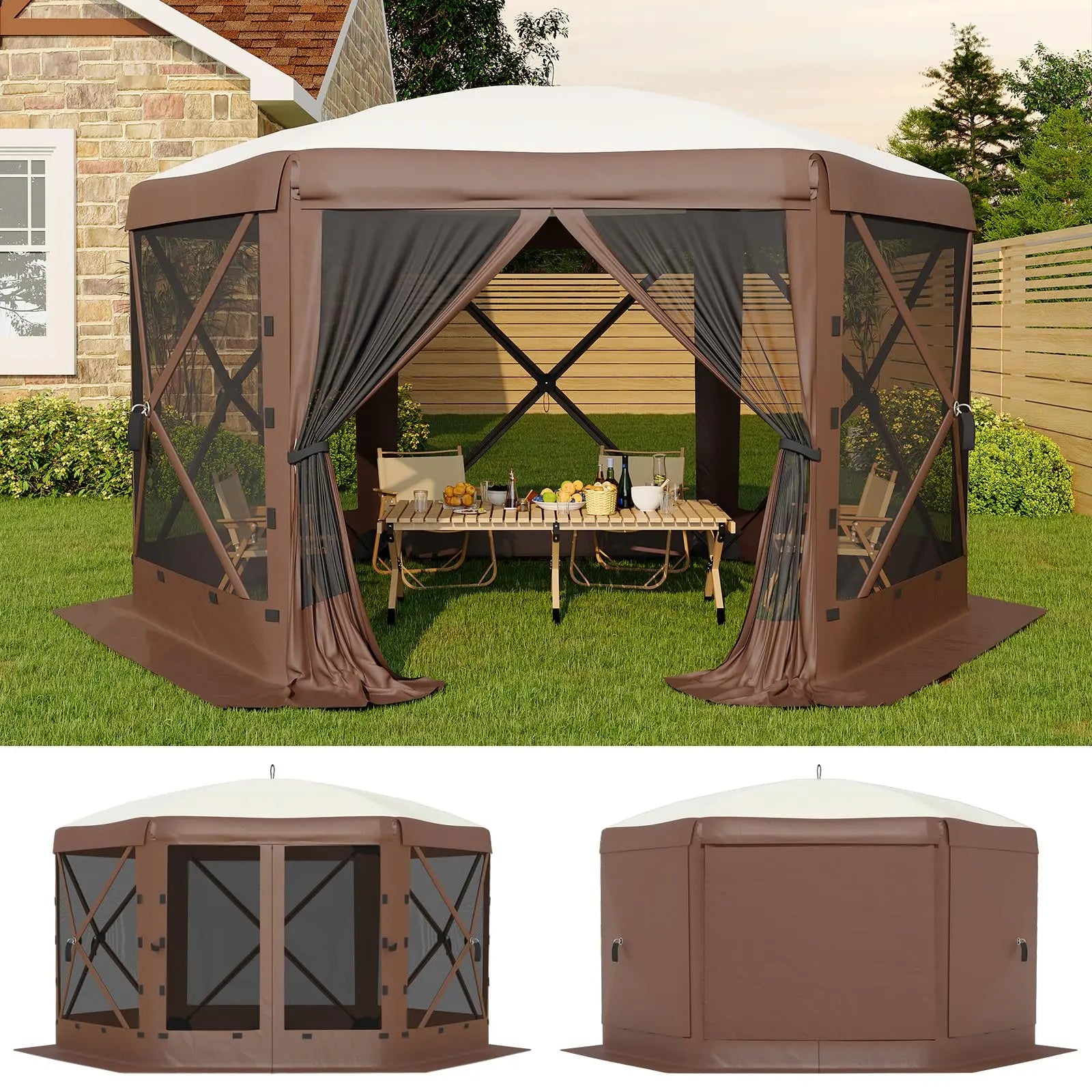 Transform Your Outdoor Gatherings with the Garvee 11.5x11.5 Ft Pop Up Screen Gazebo Tent - Instant Setup, Heavy Duty, and Bug-Free Comfort!