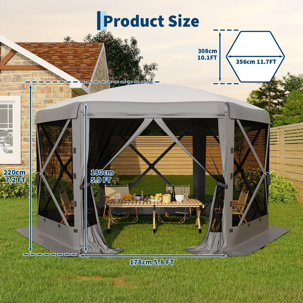 Transform Your Outdoor Gatherings with the Garvee 11.5x11.5 Ft Pop Up Screen Gazebo Tent - Instant Setup, Heavy Duty, and Bug-Free Comfort!