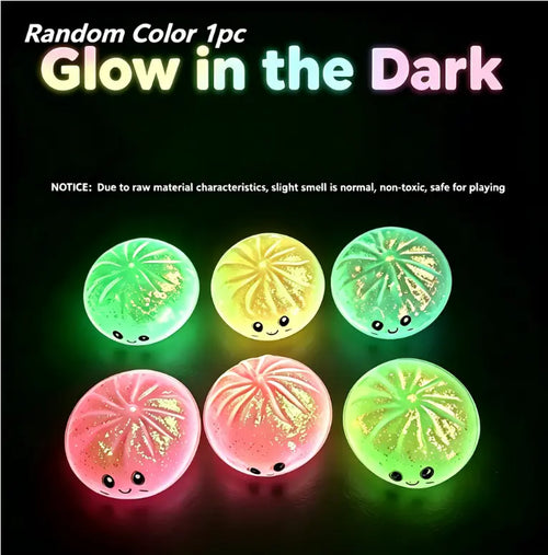 Luminous Dumpling Shaped Squishy Toy - Stress Relief Fidget with Realistic Food Texture in 6 Assorted Colors - Perfect Universal Gift for Everyone!