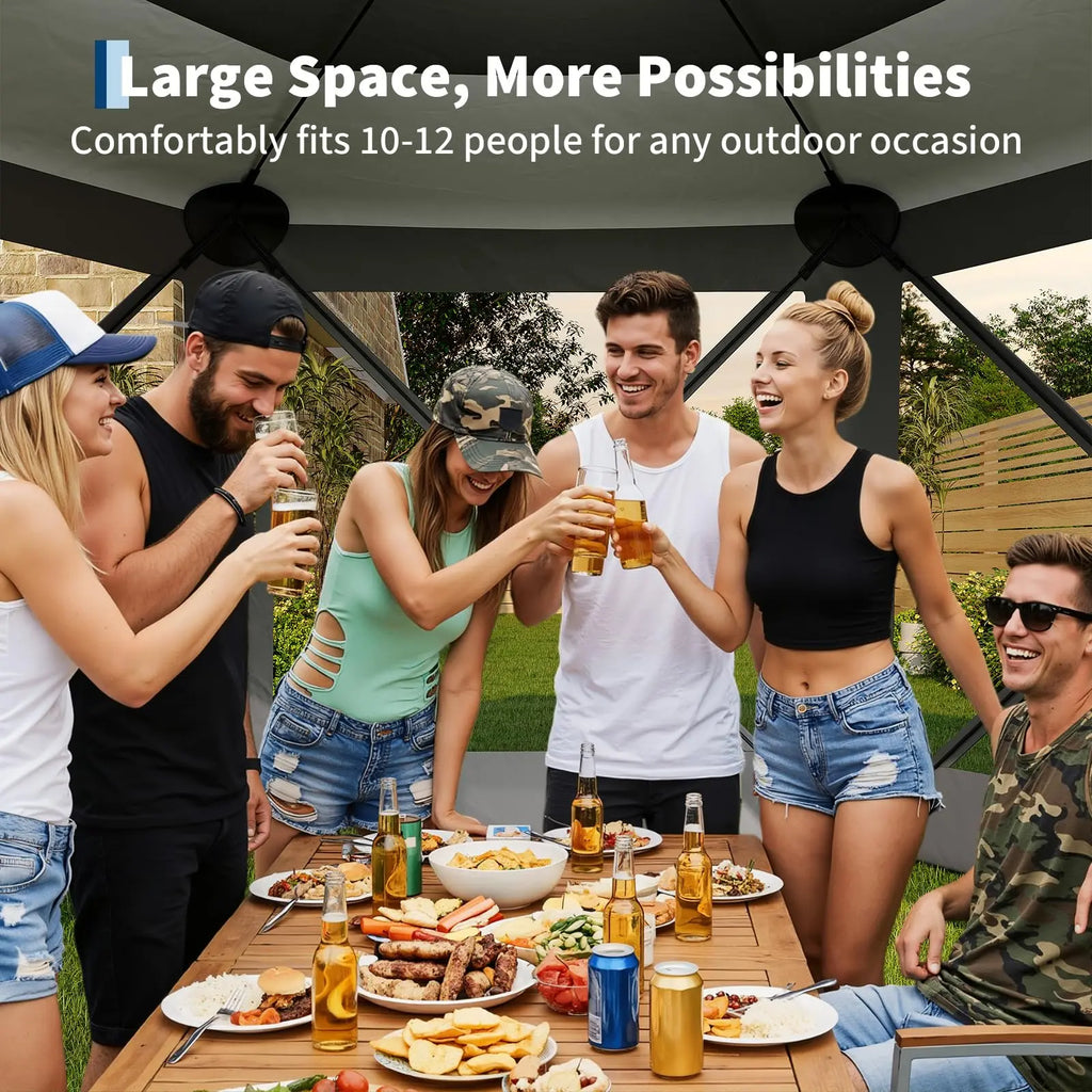 Transform Your Outdoor Gatherings with the Garvee 11.5x11.5 Ft Pop Up Screen Gazebo Tent - Instant Setup, Heavy Duty, and Bug-Free Comfort!