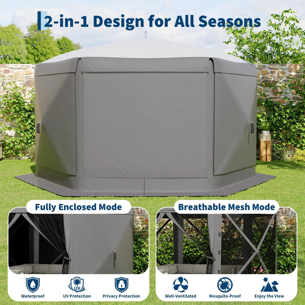 Transform Your Outdoor Gatherings with the Garvee 11.5x11.5 Ft Pop Up Screen Gazebo Tent - Instant Setup, Heavy Duty, and Bug-Free Comfort!